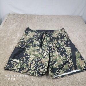 Joe Boxer Swim‎ Board Shorts Men Size XL Black Green Camouflage Zip Pocket Beach